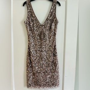 Aidan Mattox Sequin Mini Dress in Bronze